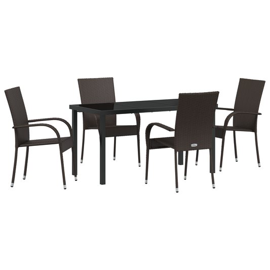 vidaXL 5 Piece Garden Dining Set - Brown Poly Rattan