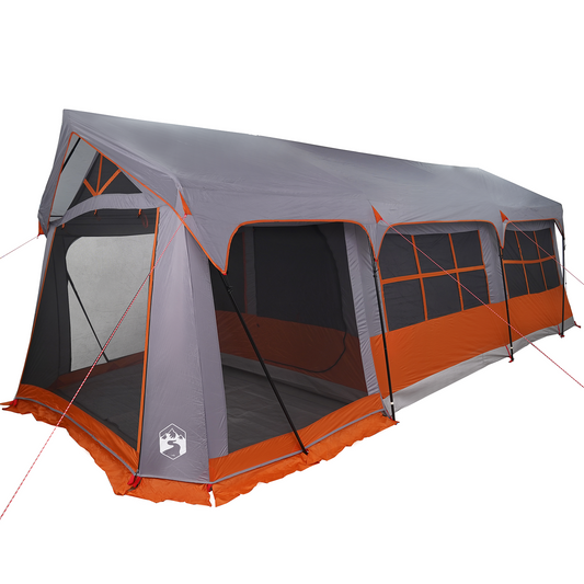 vidaXL Camping Tent with Windows Grey and Orange 10-Person Waterproof