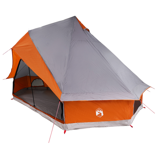vidaXL Family Tent Tipi Grey and Orange 8-Person Waterproof