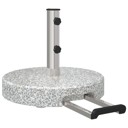 vidaXL Wheeled Parasol Base with Handle Grey Granite 29 kg Round