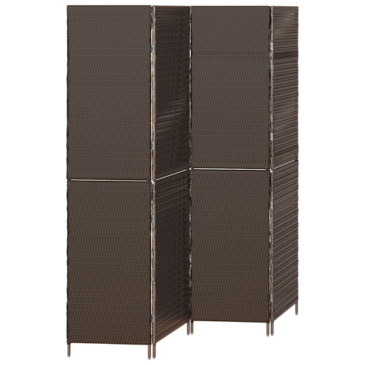 vidaXL Room Divider 4 Panels Foldable Brown 195x180 cm Poly Rattan