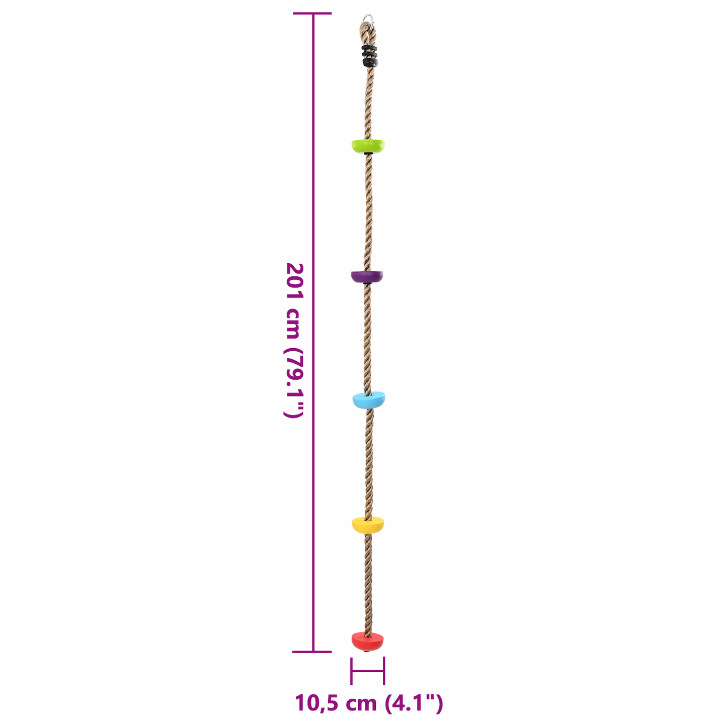 vidaXL Kids'Climbing Rope with Platforms - 200 cm