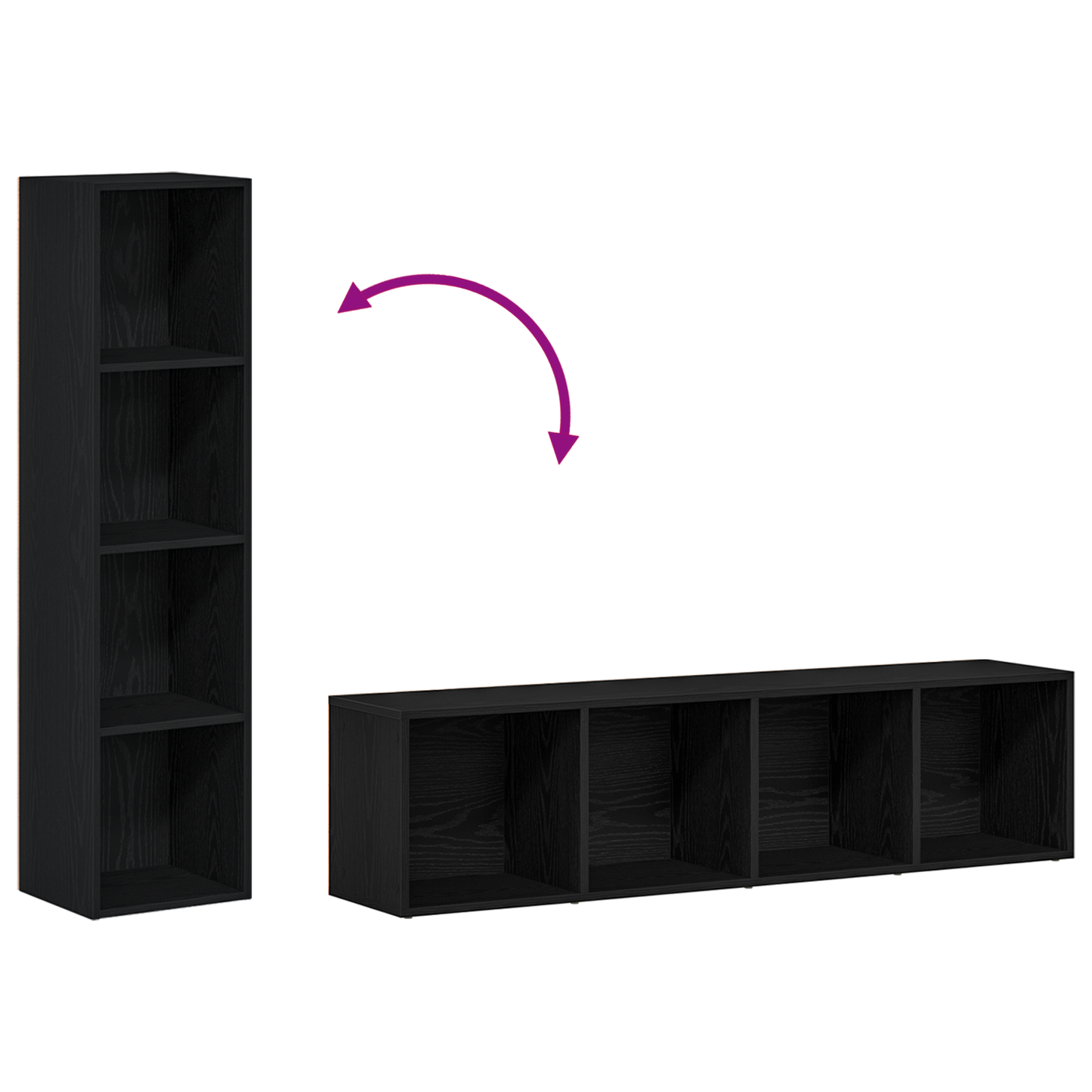 vidaXL Book Cabinet 4-Tier 36 x 30 x 143 cm Engineered Wood Black Oak