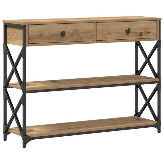vidaXL Console Table Artisan oak 100 x 28 x 75 cm