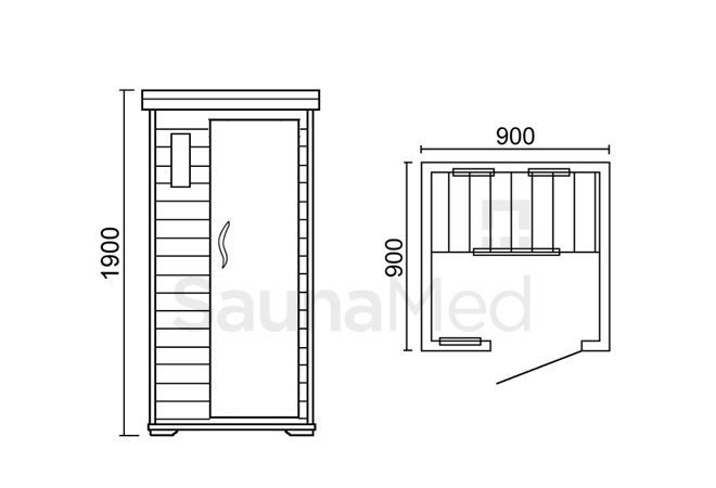 SaunaMed 1 Person Luxury Cedar FAR Infrared Domestic Indoor Sauna - EMR Neutral - 13A Plug & Play