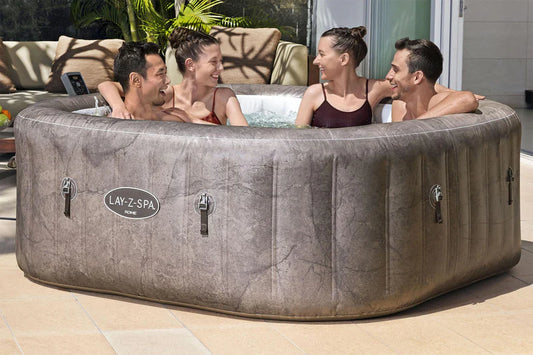 Lay-Z-Spa Rome AirJet EnergySense 6 Person Square Hot Tub WiFi - Marble Design