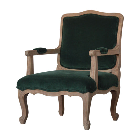 Emerald Green Velvet French Style Chair