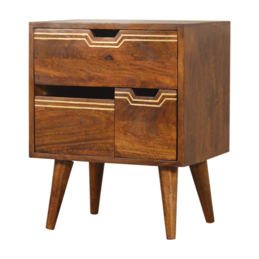 Multi Chestnut Bedside with Removeable Drawers
