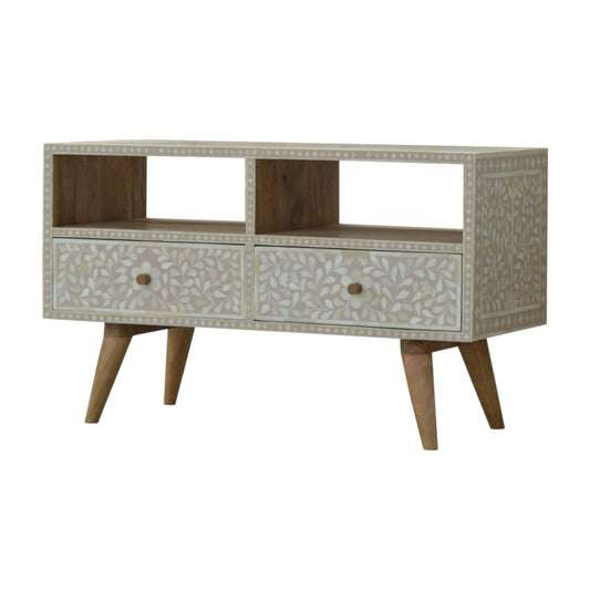 Light Taupe Floral Bone Inlay Media Unit