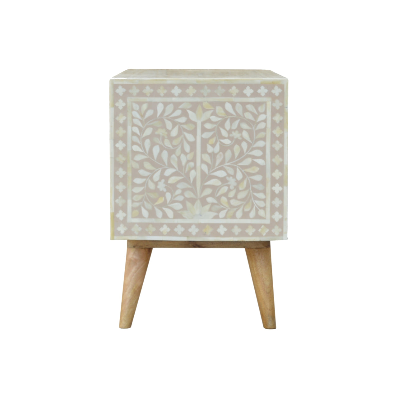 Light Taupe Floral Bone Inlay Media Unit