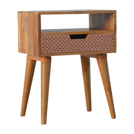 Perforated Copper Bedside with Open Slot