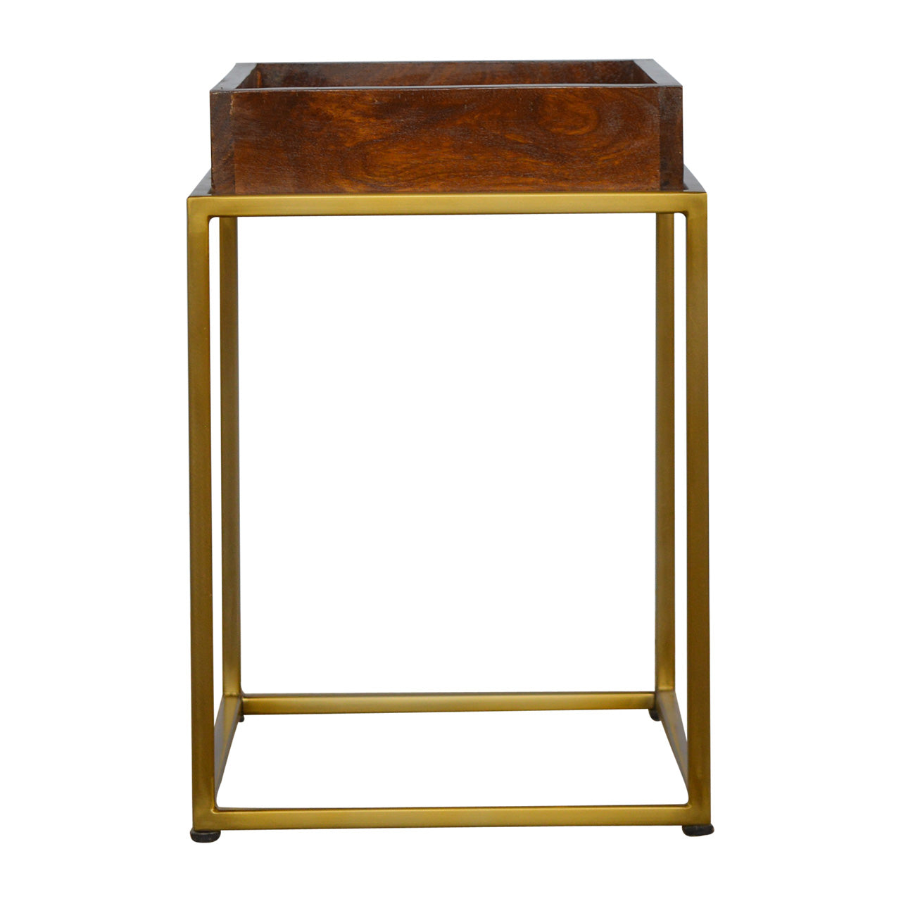 Chestnut Butler Tray Table with Gold Base