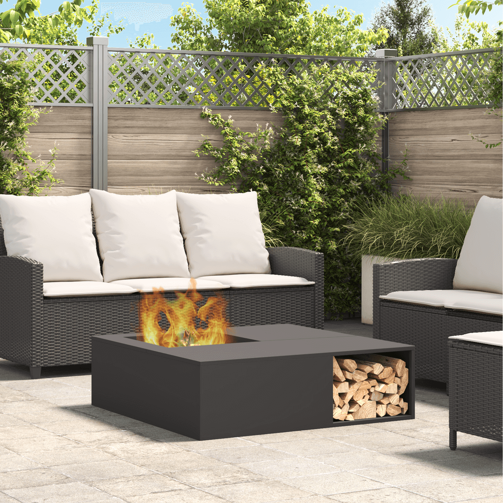 Steel Fire Pit with Log Storage: Your Garden's New Hero