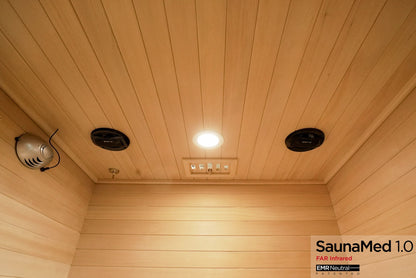 SaunaMed 2 Person Classic Hemlock FAR Infrared Domestic Indoor Sauna 13A Plug & Play