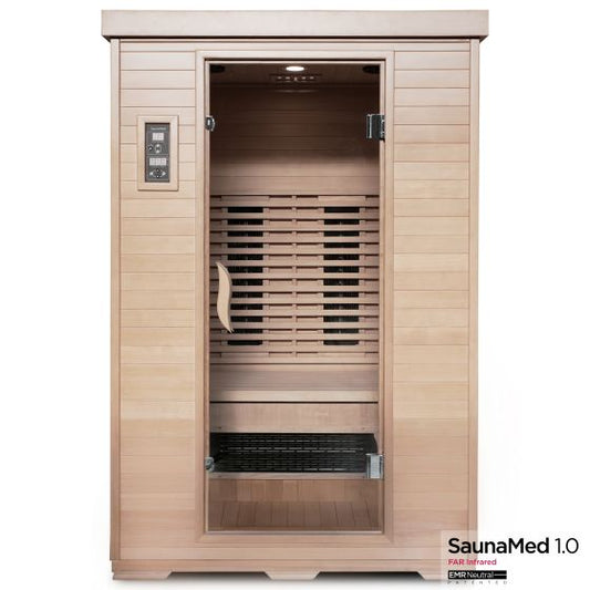 SaunaMed 2 Person Classic Hemlock FAR Infrared Domestic Indoor Sauna 13A Plug & Play