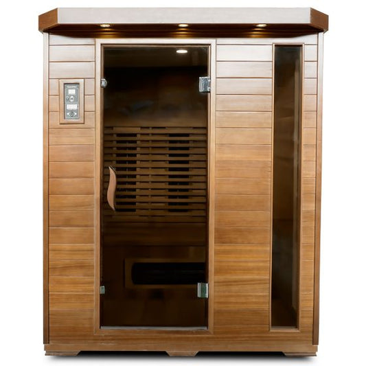 SaunaMed 3 Person Luxury Cedar FAR Infrared Domestic Indoor Sauna - EMR Neutral - 13A Plug & Play