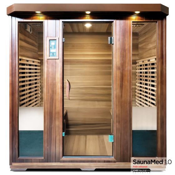 SaunaMed 4 Person Luxury Cedar FAR Infrared Domestic Indoor Sauna - Plug & Play