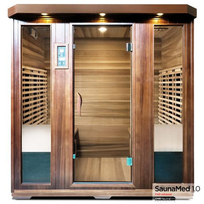 SaunaMed 4 Person Luxury Cedar FAR Infrared Domestic Indoor Sauna - Plug & Play