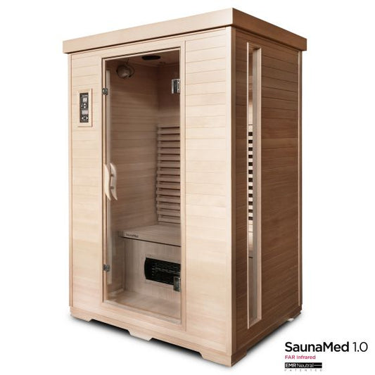 SaunaMed 2 Person Classic Hemlock FAR Infrared Domestic Indoor Sauna 13A Plug & Play