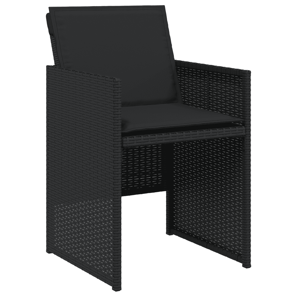 vidaXL 13 Piece Garden Dining Set with Cushions Black Poly Rattan