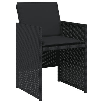 vidaXL 13 Piece Garden Dining Set with Cushions Black Poly Rattan