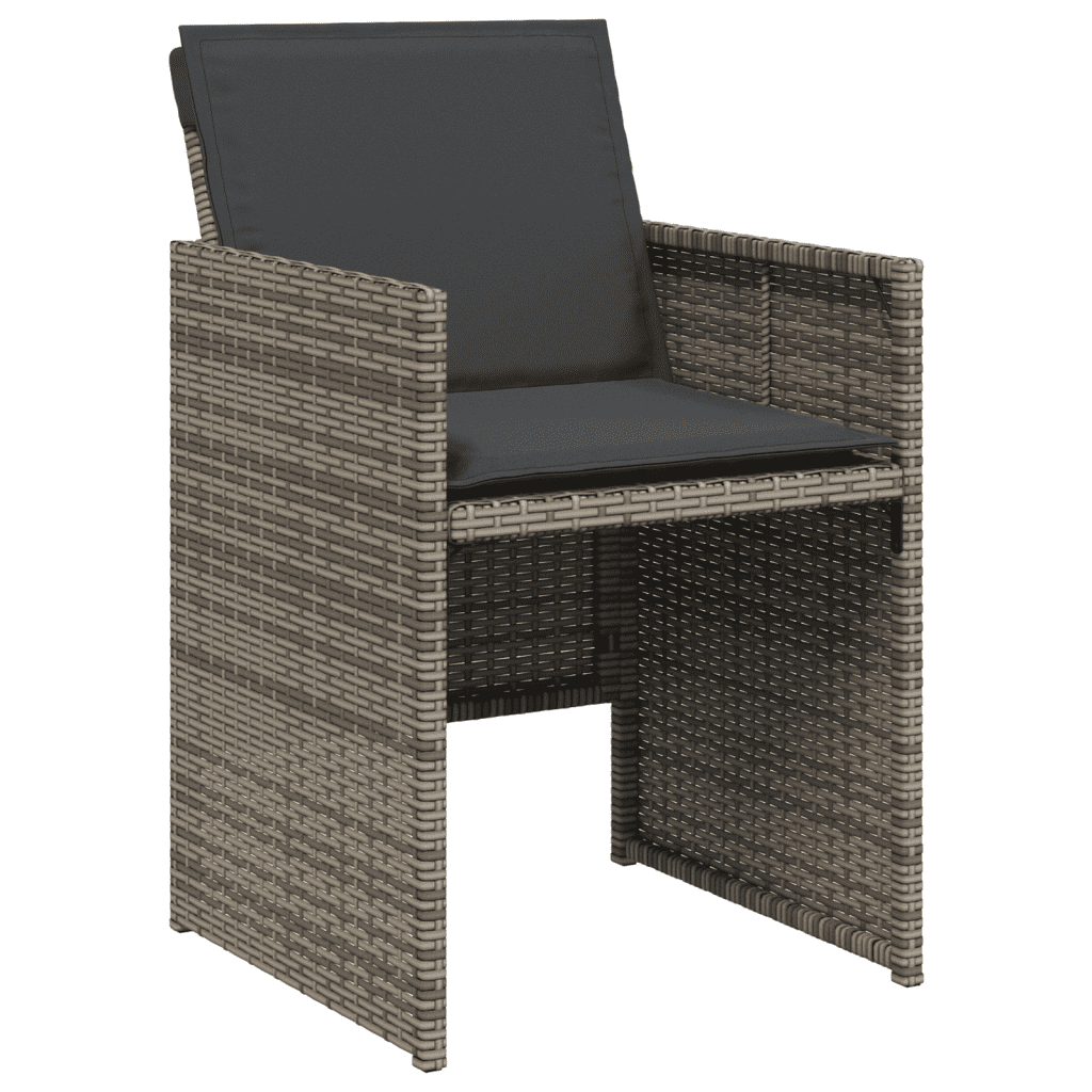 vidaXL 11 Piece Garden Dining Set with Cushions Grey Poly Rattan