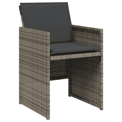 vidaXL 11 Piece Garden Dining Set with Cushions Grey Poly Rattan