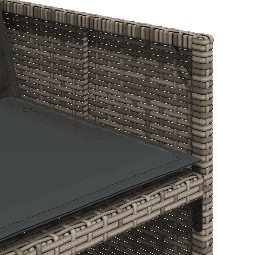 vidaXL 13 Piece Garden Dining Set with Cushions Grey Poly Rattan