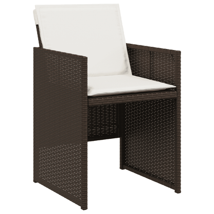 vidaXL 9 Piece Garden Dining Set with Cushions Brown Poly Rattan