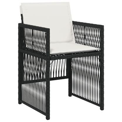 vidaXL 5 Piece Garden Dining Set with Cushions Black Poly Rattan