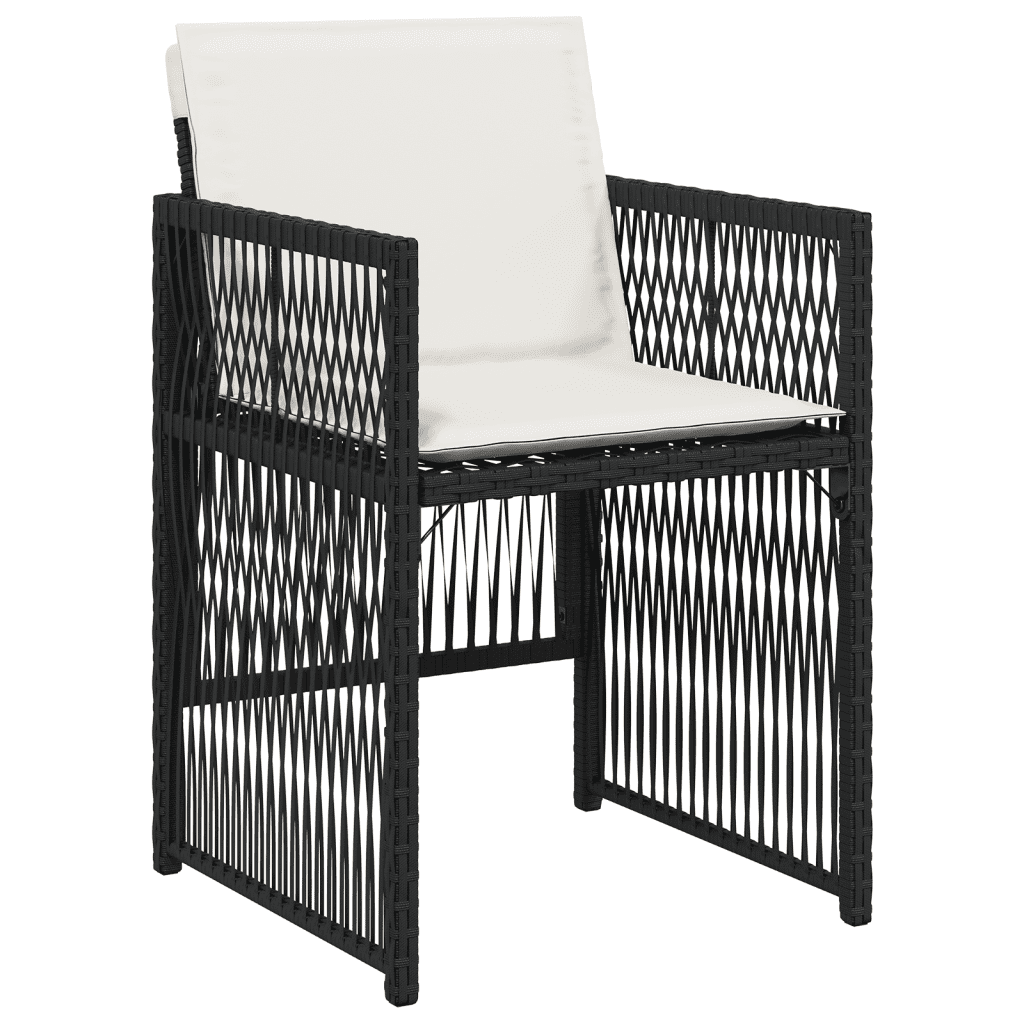 vidaXL 11 Piece Garden Dining Set with Cushions Black Poly Rattan