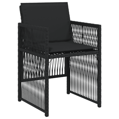 vidaXL 11 Piece Garden Dining Set with Cushions Black Poly Rattan