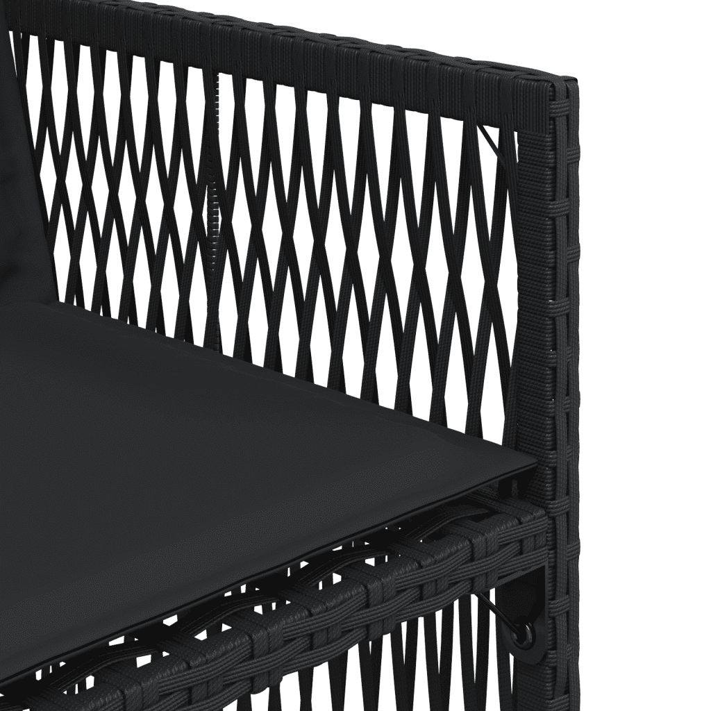 vidaXL 11 Piece Garden Dining Set with Cushions Black Poly Rattan