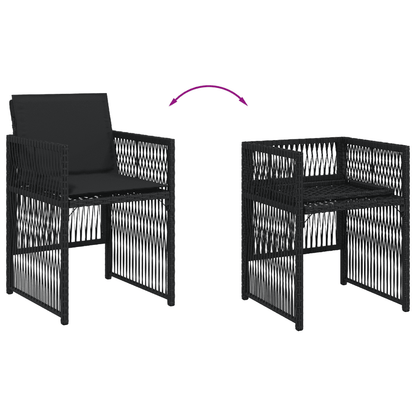 vidaXL 11 Piece Garden Dining Set with Cushions Black Poly Rattan