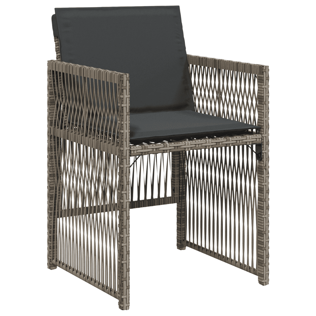 vidaXL 11 Piece Garden Dining Set with Cushions Grey Poly Rattan