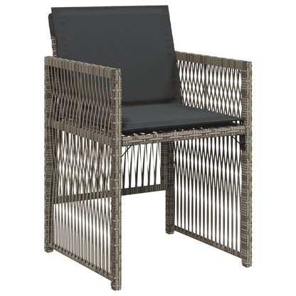 vidaXL 11 Piece Garden Dining Set with Cushions Grey Poly Rattan