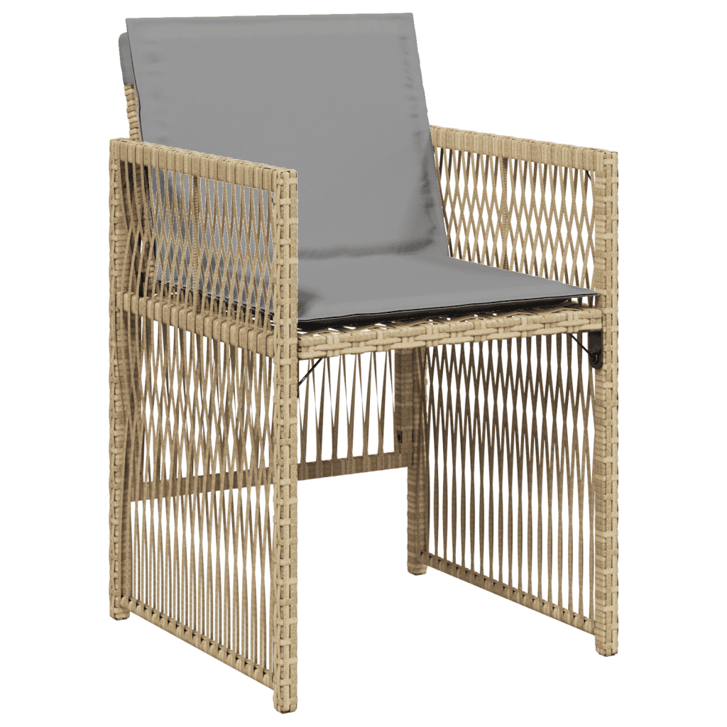vidaXL 9 Piece Garden Dining Set with Cushions Mix Beige Poly Rattan