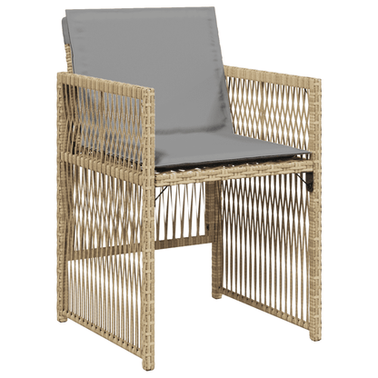 vidaXL 9 Piece Garden Dining Set with Cushions Mix Beige Poly Rattan