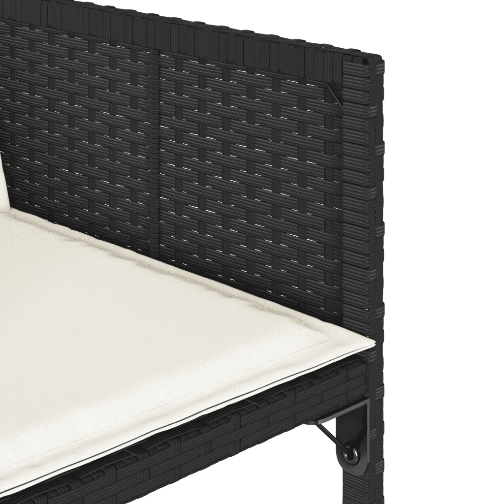vidaXL 11 Piece Garden Dining Set with Cushions Black Poly Rattan