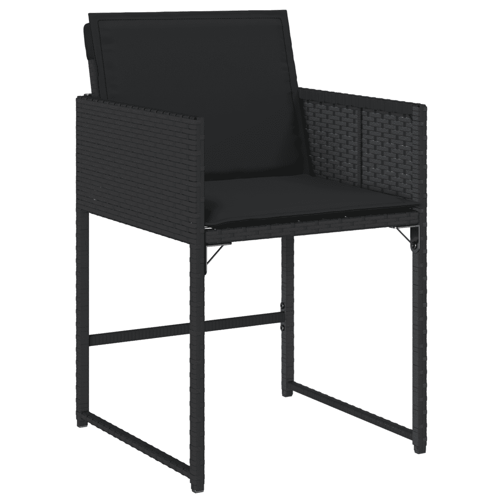 vidaXL 11 Piece Garden Dining Set with Cushions Black Poly Rattan