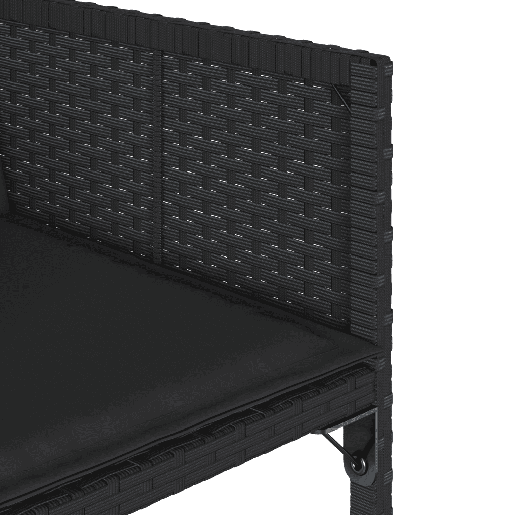 vidaXL 11 Piece Garden Dining Set with Cushions Black Poly Rattan