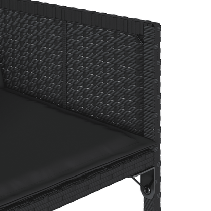 vidaXL 11 Piece Garden Dining Set with Cushions Black Poly Rattan