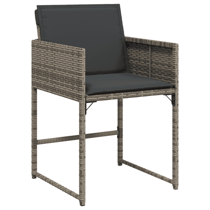 vidaXL 11 Piece Garden Dining Set with Cushions Grey Poly Rattan
