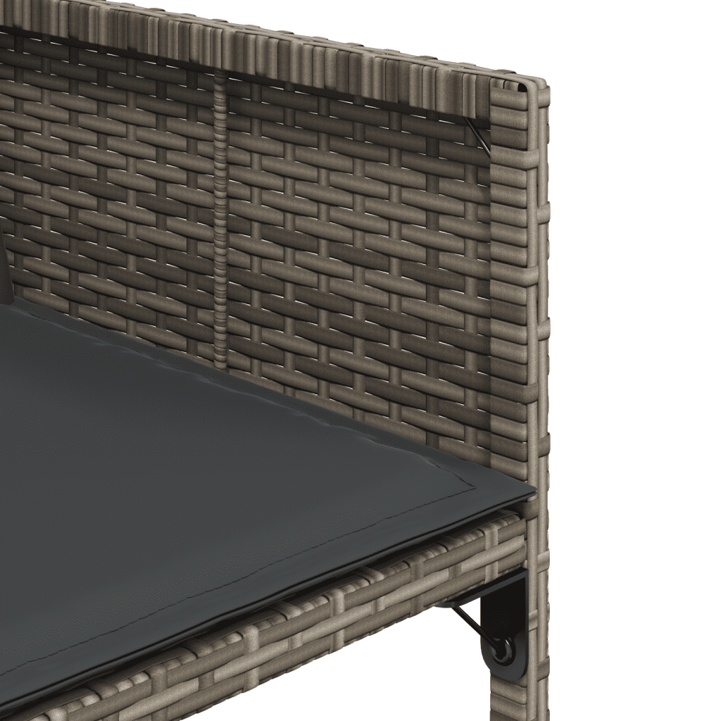 vidaXL 11 Piece Garden Dining Set with Cushions Grey Poly Rattan