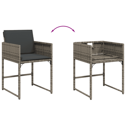 vidaXL 11 Piece Garden Dining Set with Cushions Grey Poly Rattan