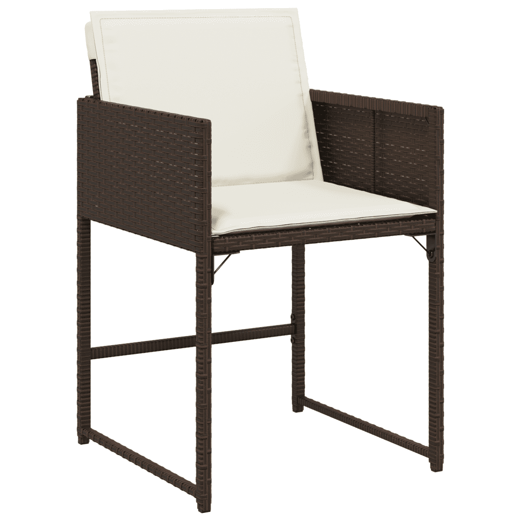 vidaXL 13 Piece Garden Dining Set with Cushions Brown Poly Rattan