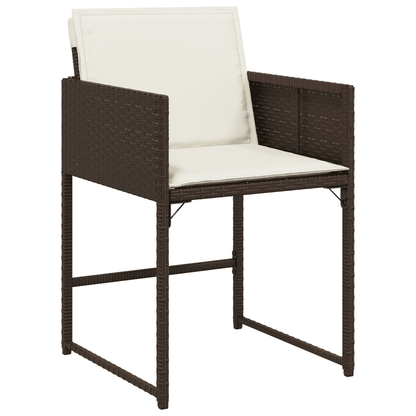 vidaXL 17 Piece Garden Dining Set with Cushions Brown Poly Rattan