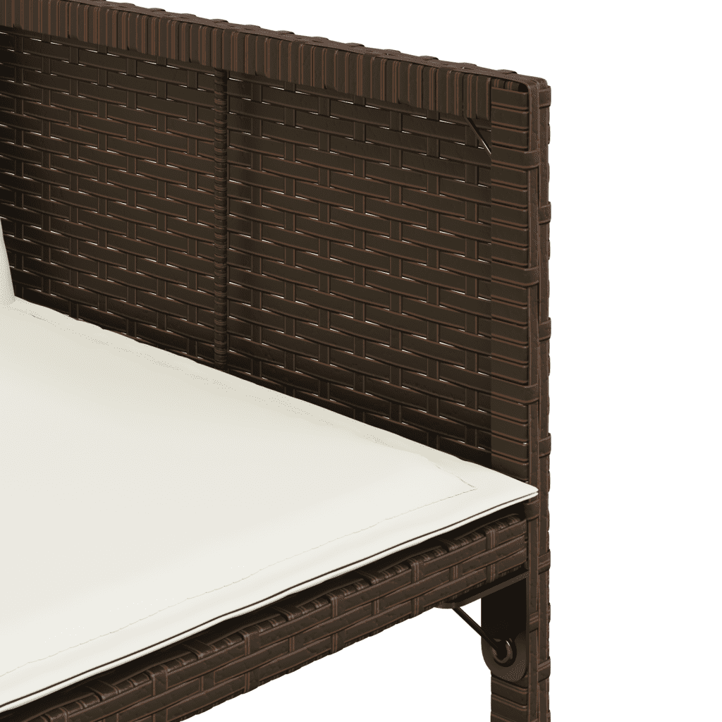 vidaXL 11 Piece Garden Dining Set with Cushions Brown Poly Rattan