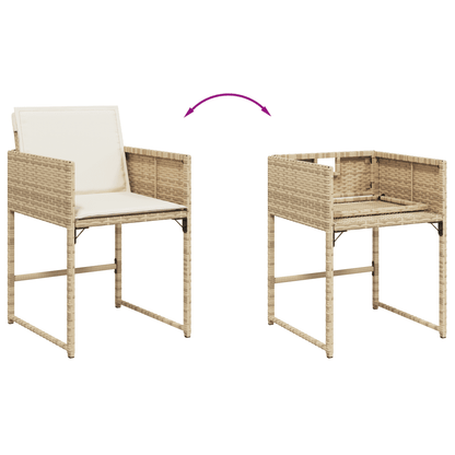 vidaXL 9 Piece Garden Dining Set with Cushions Beige Poly Rattan