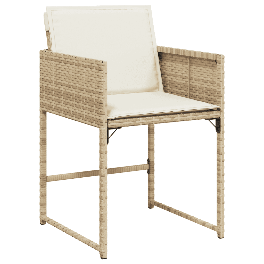 vidaXL 9 Piece Garden Dining Set with Cushions Beige Poly Rattan